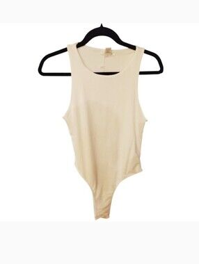 Capella White Sleeveless Snap Closure Bodysuit Size Large NWT